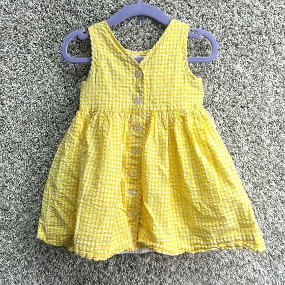 Ralph Lauren Dress Baby 12M Yellow & White Gingham Plaid Sleeveless Button Down - Picture 3 of 5